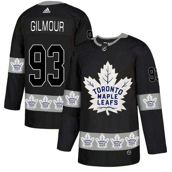 Men Toronto Maple Leafs #93 Gilmour Black Adidas Fashion NHL Jersey